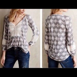 Anthropologie 3/4 Sleeve Multi Colored Blouse